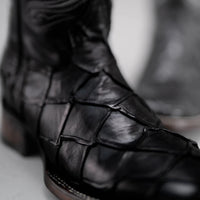 Joe Boots Men”s Pirarucu Monster Fish Square Toe Cowboy Boots–Black - OriginalWestern.com