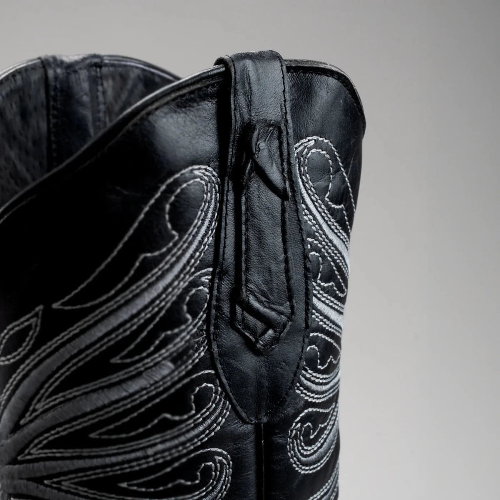 Joe Boots Men”s Pirarucu Monster Fish Square Toe Cowboy Boots–Black - OriginalWestern.com