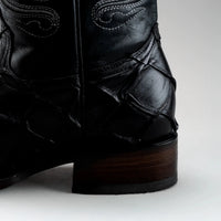 Joe Boots Men”s Pirarucu Monster Fish Square Toe Cowboy Boots–Black - OriginalWestern.com