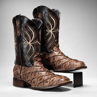 Joe Boots Men”s Pirarucu Monster Fish Square Toe Cowboy Boots–Oryx - OriginalWestern.com
