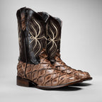 Joe Boots Men”s Pirarucu Monster Fish Square Toe Cowboy Boots–Oryx - OriginalWestern.com