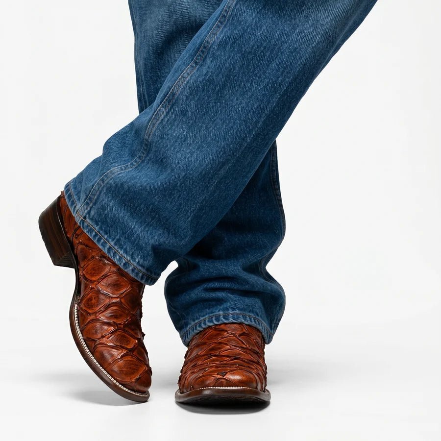 Joe Boots Men's Pirarucu Monster Fish Square Toe Cowboy Boots – Shedron - OriginalWestern.com