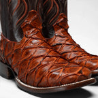 Joe Boots Men”s Pirarucu Monster Fish Square Toe Cowboy Boots–Shedron - OriginalWestern.com