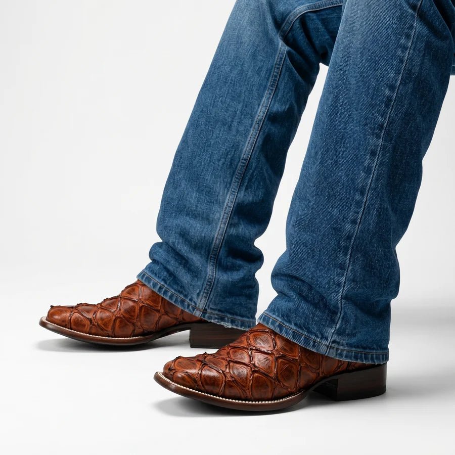 Joe Boots Men's Pirarucu Monster Fish Square Toe Cowboy Boots – Shedron - OriginalWestern.com