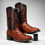 Joe Boots Men”s Pirarucu Monster Fish Square Toe Cowboy Boots–Shedron - OriginalWestern.com