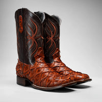 Joe Boots Men”s Pirarucu Monster Fish Square Toe Cowboy Boots–Shedron - OriginalWestern.com