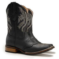 Joe Boots Men”s VE030 Torito Leather Square Toe Cowboy Boot–Black - OriginalWestern.com