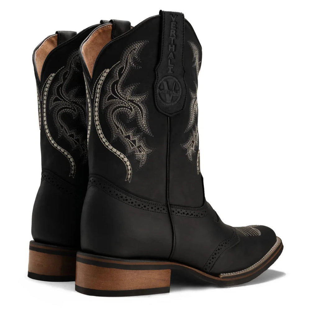 Joe Boots Men”s VE030 Torito Leather Square Toe Cowboy Boot–Black - OriginalWestern.com