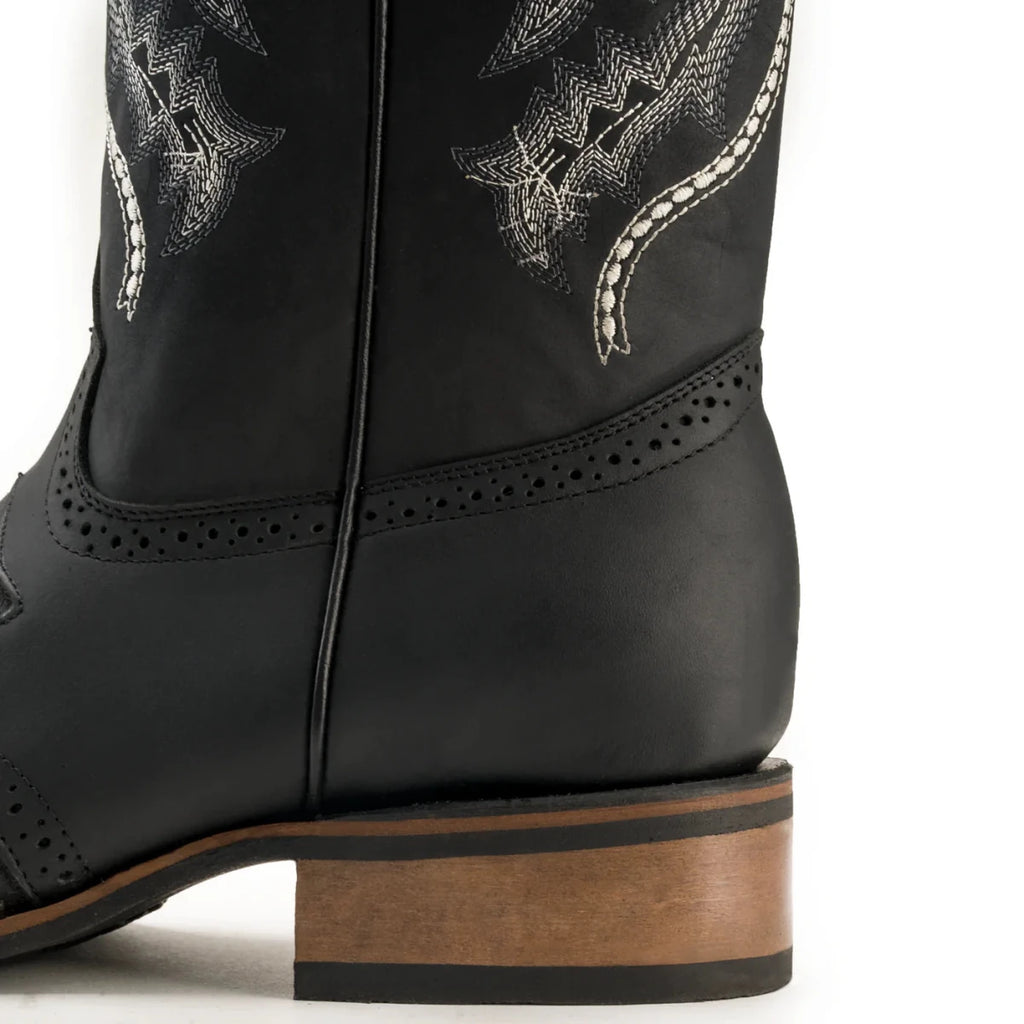 Joe Boots Men”s VE030 Torito Leather Square Toe Cowboy Boot–Black - OriginalWestern.com
