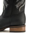 Joe Boots Men”s VE030 Torito Leather Square Toe Cowboy Boot–Black - OriginalWestern.com