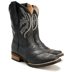 Joe Boots Men”s VE030 Torito Leather Square Toe Cowboy Boot–Black - OriginalWestern.com