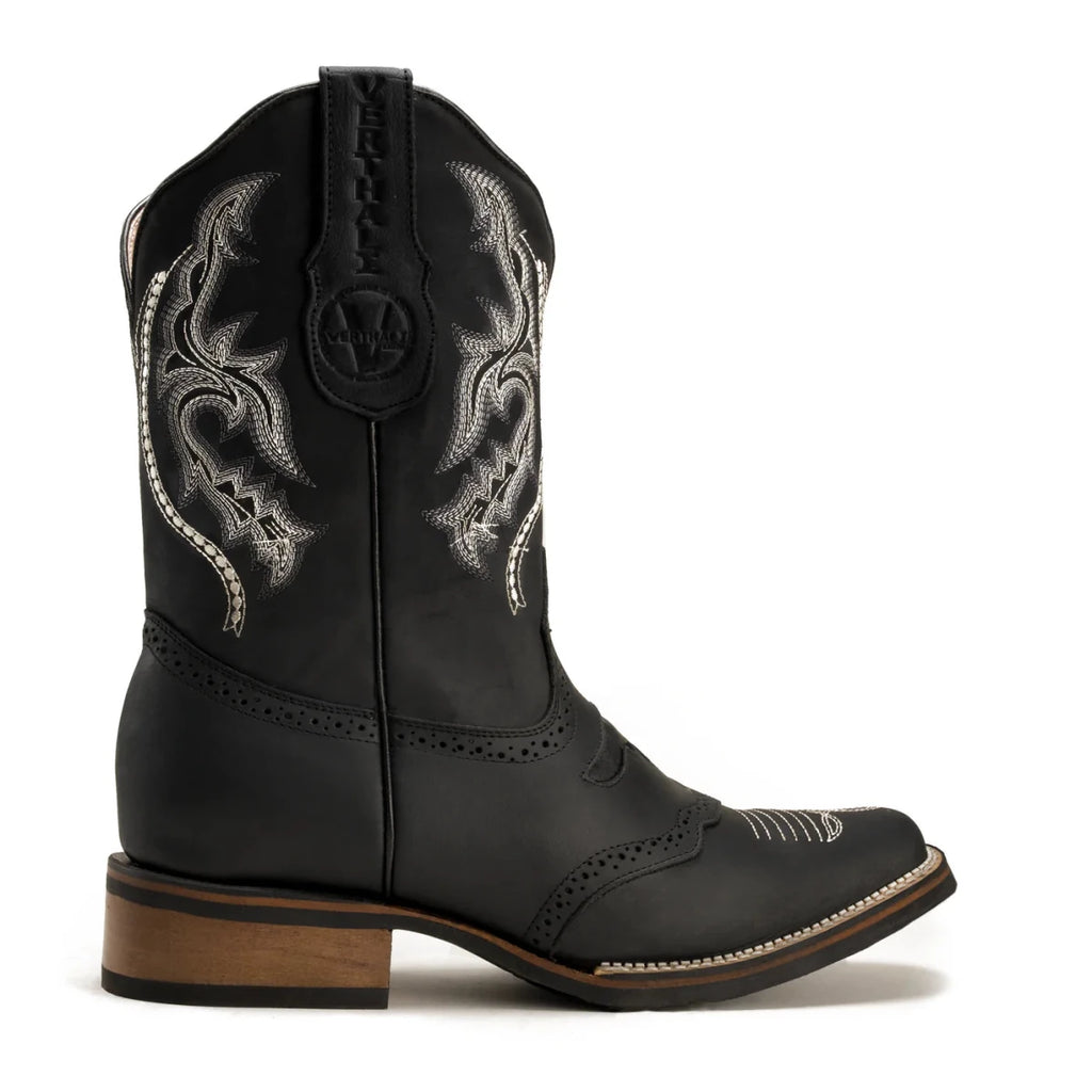 Joe Boots Men”s VE030 Torito Leather Square Toe Cowboy Boot–Black - OriginalWestern.com