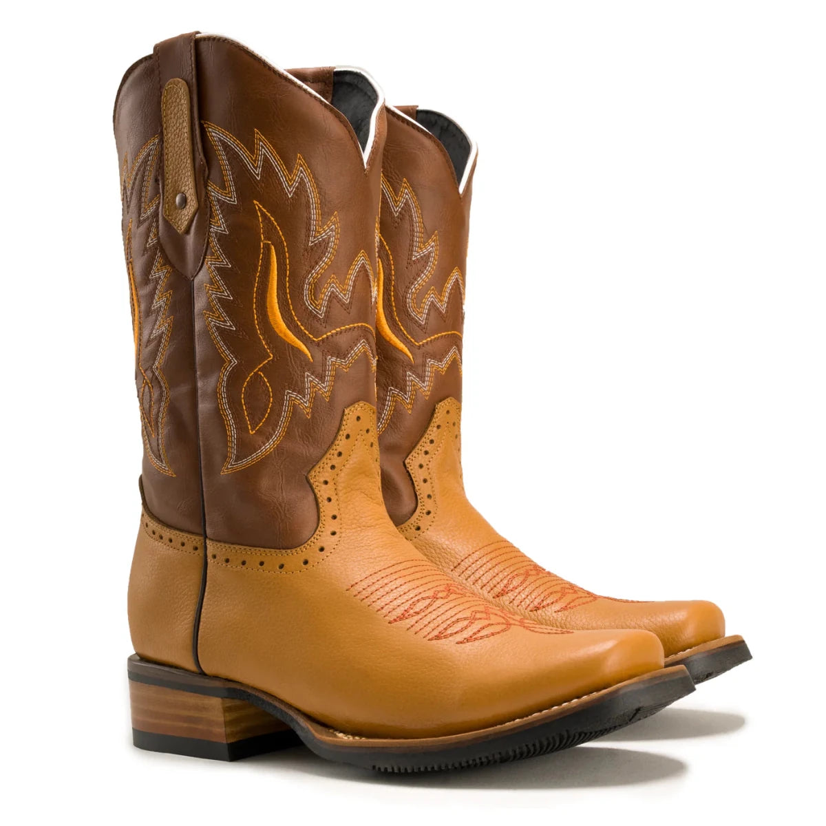 Joe Boots Men”s VE030 Torito Leather Square Toe Cowboy Boot–Tan - OriginalWestern.com