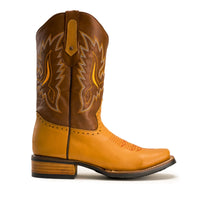 Joe Boots Men”s VE030 Torito Leather Square Toe Cowboy Boot–Tan - OriginalWestern.com