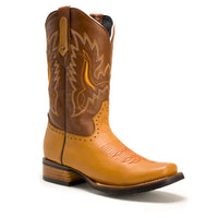 Joe Boots Men”s VE030 Torito Leather Square Toe Cowboy Boot–Tan - OriginalWestern.com