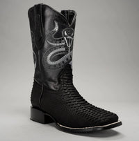 Joe Boots Men”s Viper Phyton Tribute Square Toe Cowboy Boot–Black - OriginalWestern.com