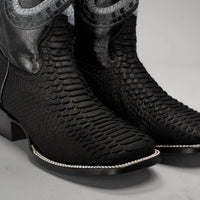 Joe Boots Men”s Viper Phyton Tribute Square Toe Cowboy Boot–Black - OriginalWestern.com
