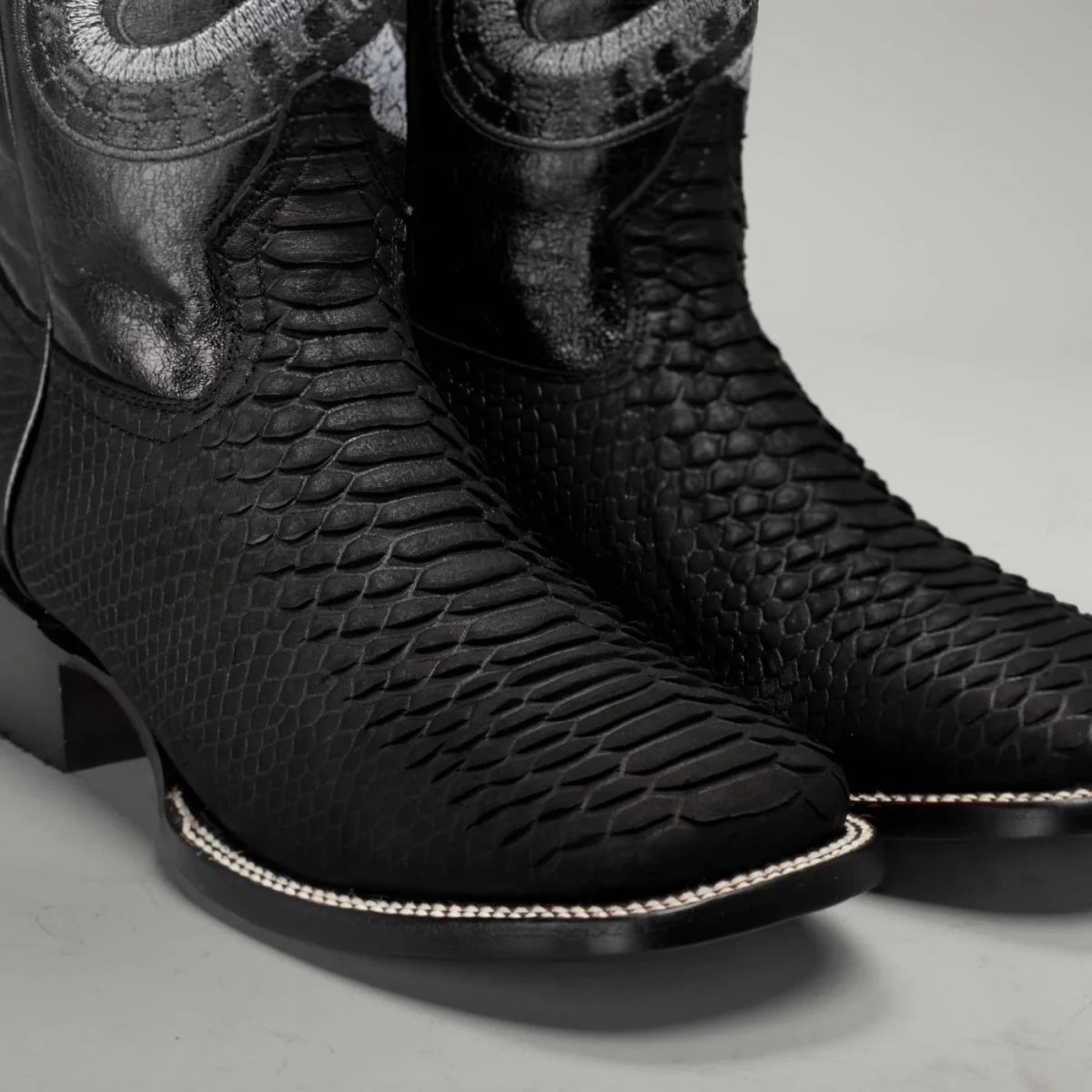 Joe Boots Men”s Viper Phyton Tribute Square Toe Cowboy Boot–Black - OriginalWestern.com