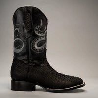 Joe Boots Men”s Viper Phyton Tribute Square Toe Cowboy Boot–Black - OriginalWestern.com