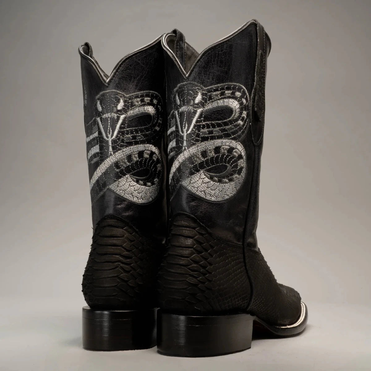 Joe Boots Men”s Viper Phyton Tribute Square Toe Cowboy Boot–Black - OriginalWestern.com