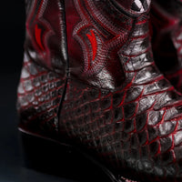 Joe Boots Men”s Viper Phyton Tribute Square Toe Cowboy Boots–King Red - OriginalWestern.com