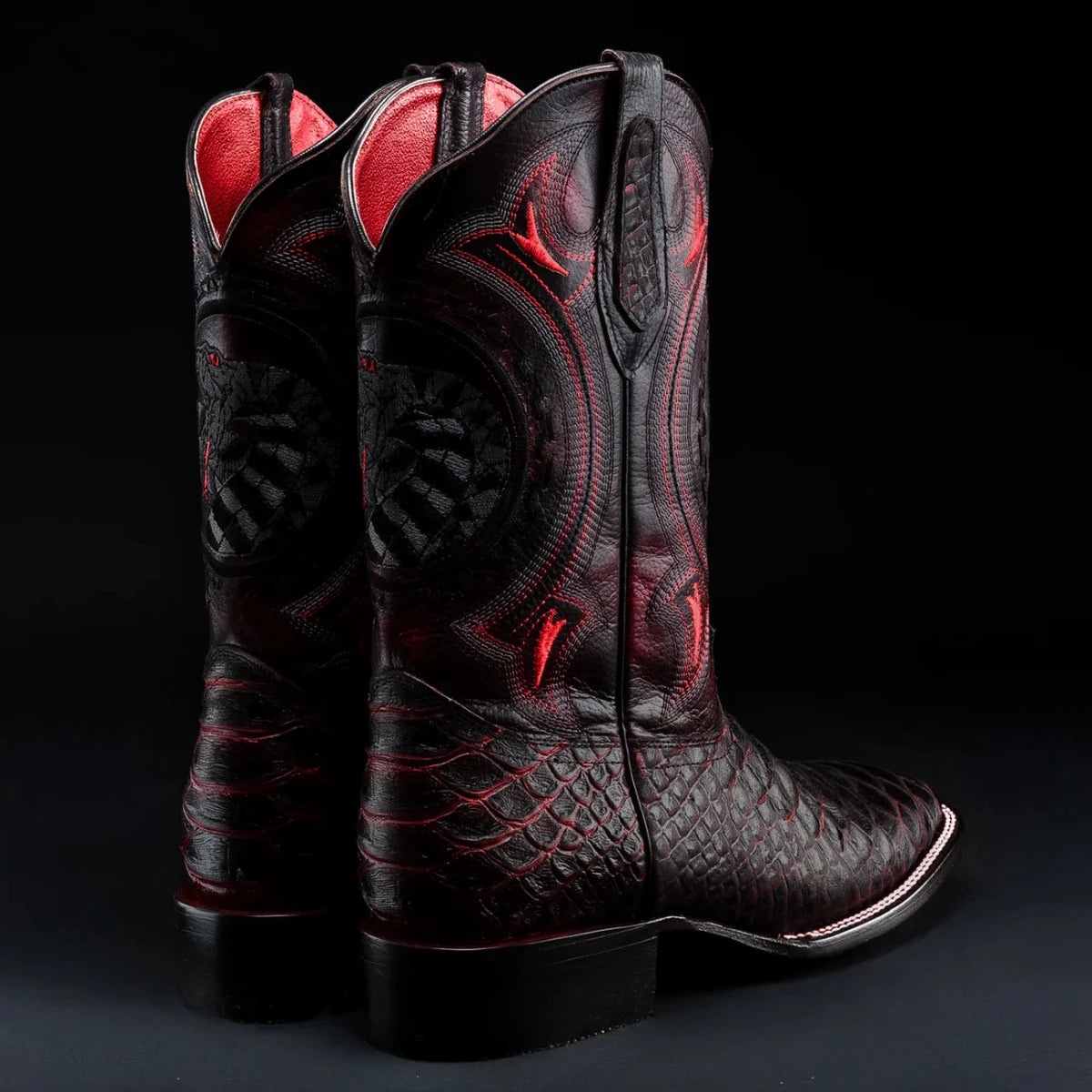 Joe Boots Men”s Viper Phyton Tribute Square Toe Cowboy Boots–King Red - OriginalWestern.com