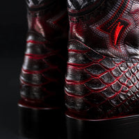 Joe Boots Men”s Viper Phyton Tribute Square Toe Cowboy Boots–King Red - OriginalWestern.com