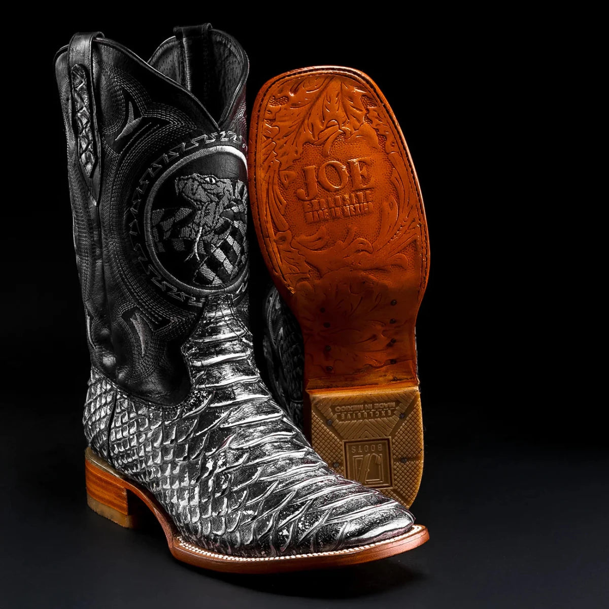 Joe Boots Men”s Viper Phyton Tribute Square Toe Cowboy Boots–King White - OriginalWestern.com