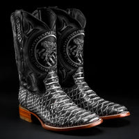Joe Boots Men”s Viper Phyton Tribute Square Toe Cowboy Boots–King White - OriginalWestern.com