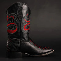 Joe Boots Men”s Viper Phyton Tribute Square Toe Cowboy Boots–Lava - OriginalWestern.com