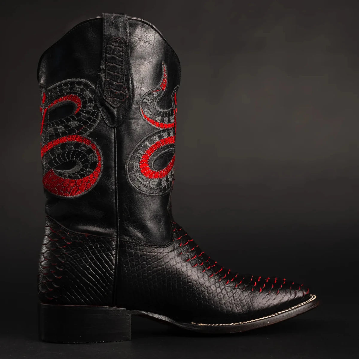 Joe Boots Men”s Viper Phyton Tribute Square Toe Cowboy Boots–Lava - OriginalWestern.com
