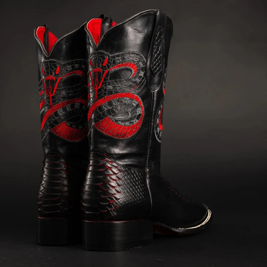 Joe Boots Men”s Viper Phyton Tribute Square Toe Cowboy Boots–Lava - OriginalWestern.com