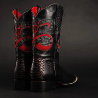 Joe Boots Men”s Viper Phyton Tribute Square Toe Cowboy Boots–Lava - OriginalWestern.com
