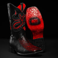 Joe Boots Men”s Viper Phyton Tribute Square Toe Cowboy Boots–Lava - OriginalWestern.com
