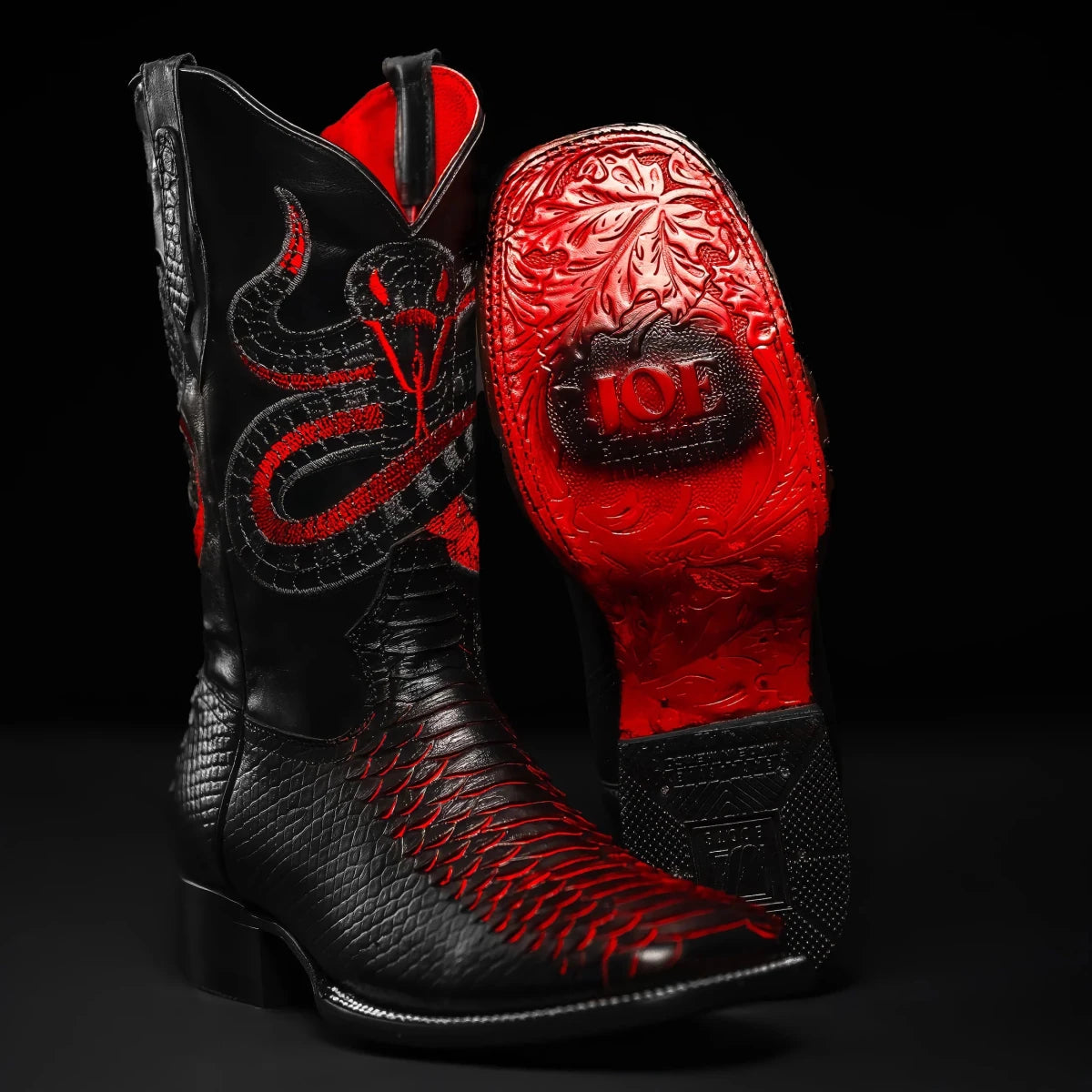 Joe Boots Men”s Viper Phyton Tribute Square Toe Cowboy Boots–Lava - OriginalWestern.com