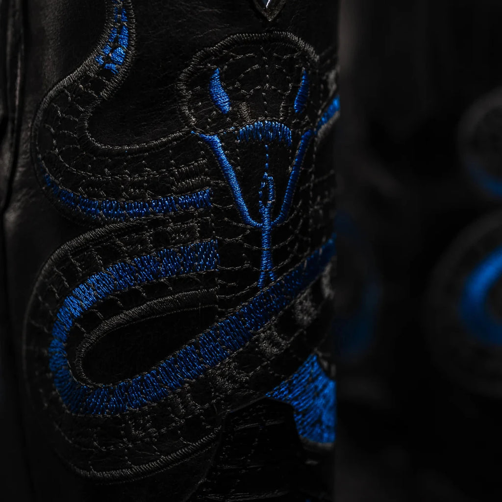 Joe Boots Men”s Viper Phyton Tribute Square Toe Cowboy Boots–Midnight - OriginalWestern.com