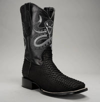 Joe Boots Men”s VIPER Python Square Toe Cowboy Boots and Belt Combo–Black - OriginalWestern.com