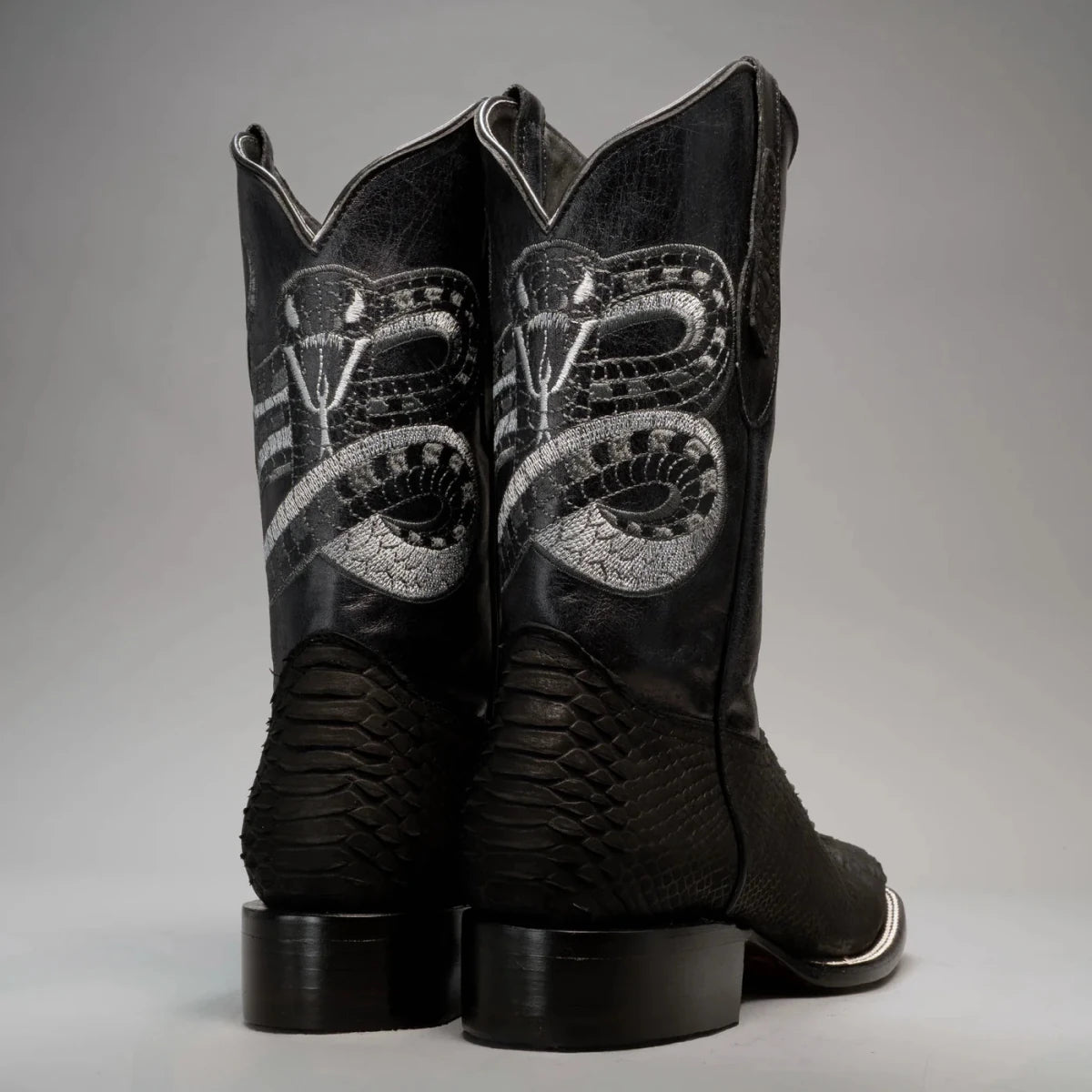 Python Boots 6 Toe Joe Boots Men's Python Print Square Toe Cowboy Boots and Belt – Black ...
