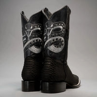 Joe Boots Men”s VIPER Python Square Toe Cowboy Boots and Belt Combo–Black - OriginalWestern.com