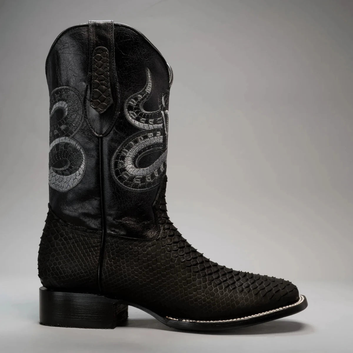 Joe Boots Men”s VIPER Python Square Toe Cowboy Boots and Belt Combo–Black - OriginalWestern.com