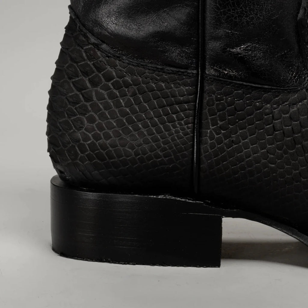 Joe Boots Men”s VIPER Python Square Toe Cowboy Boots and Belt Combo–Black - OriginalWestern.com