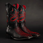 Joe Boots Men”s VIPER Python Square Toe Cowboy Boots and Belt Combo–Lava - OriginalWestern.com