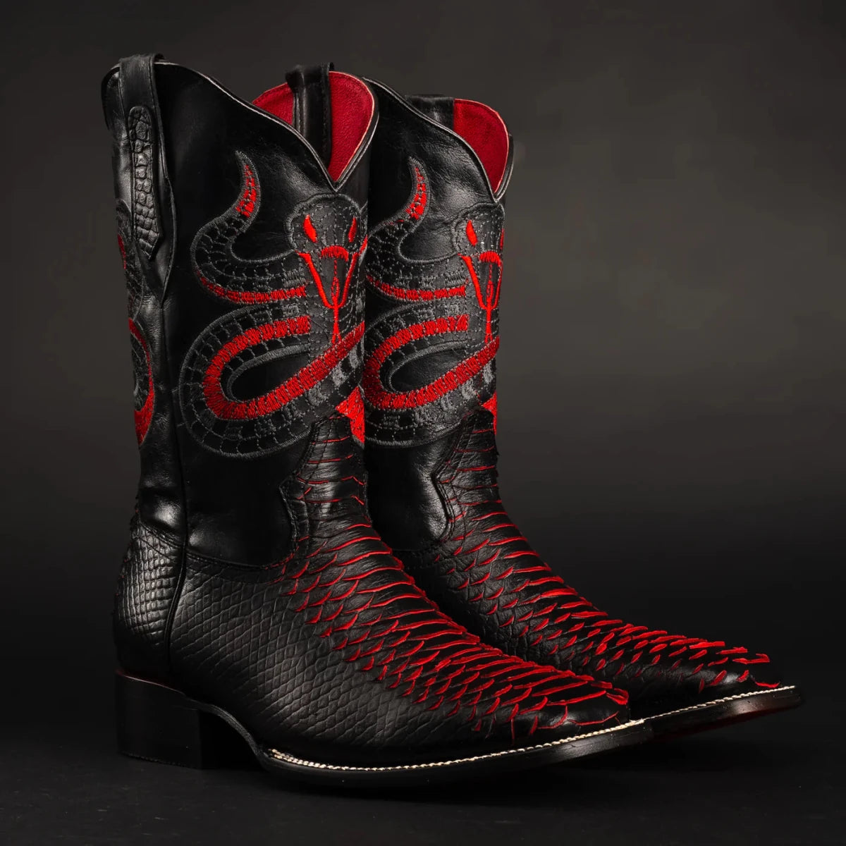 Joe Boots Men”s VIPER Python Square Toe Cowboy Boots and Belt Combo–Lava - OriginalWestern.com