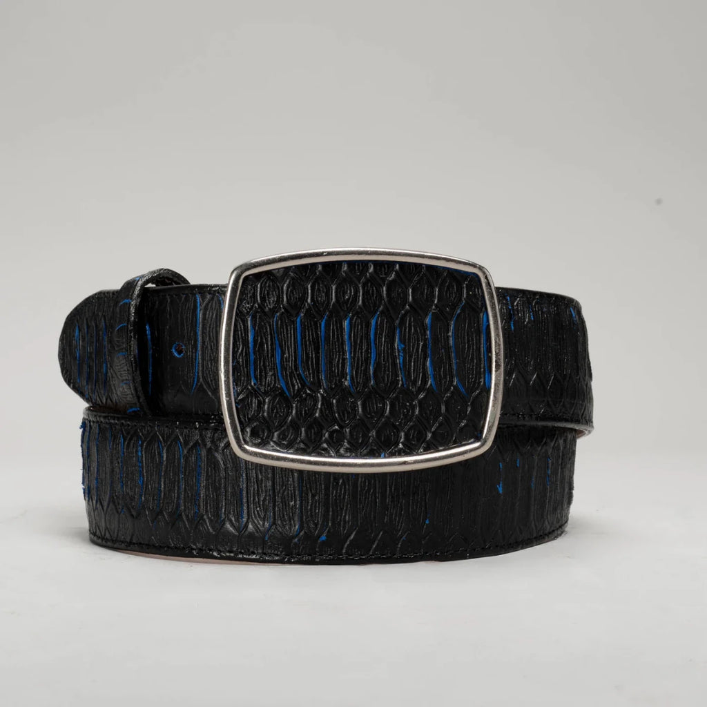 Joe Boots Men”s VIPER Python Square Toe Cowboy Boots and Belt Combo–Midnight - OriginalWestern.com