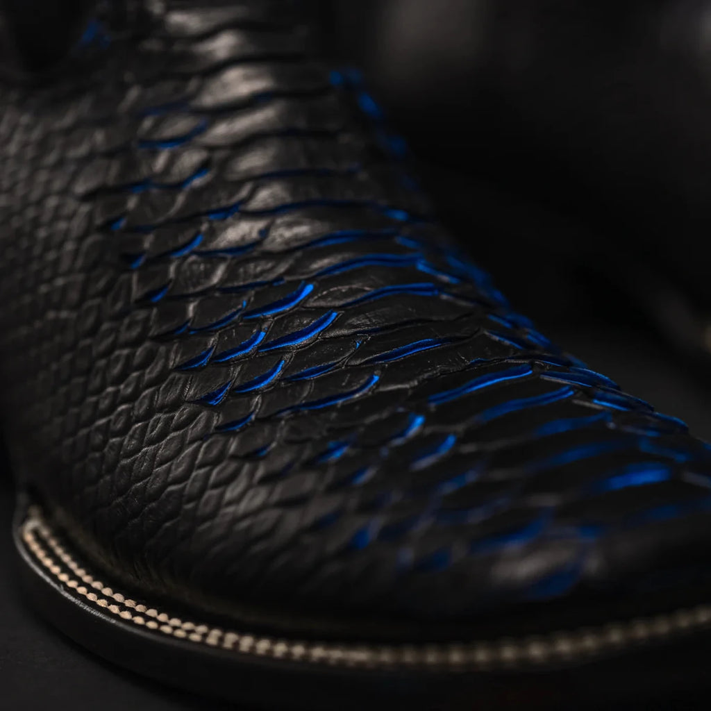 Joe Boots Men”s VIPER Python Square Toe Cowboy Boots and Belt Combo–Midnight - OriginalWestern.com