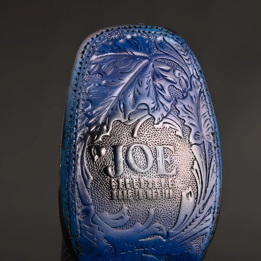 Joe Boots Men”s VIPER Python Square Toe Cowboy Boots and Belt Combo–Midnight - OriginalWestern.com
