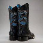 Joe Boots Men”s VIPER Python Square Toe Cowboy Boots and Belt Combo–Midnight - OriginalWestern.com