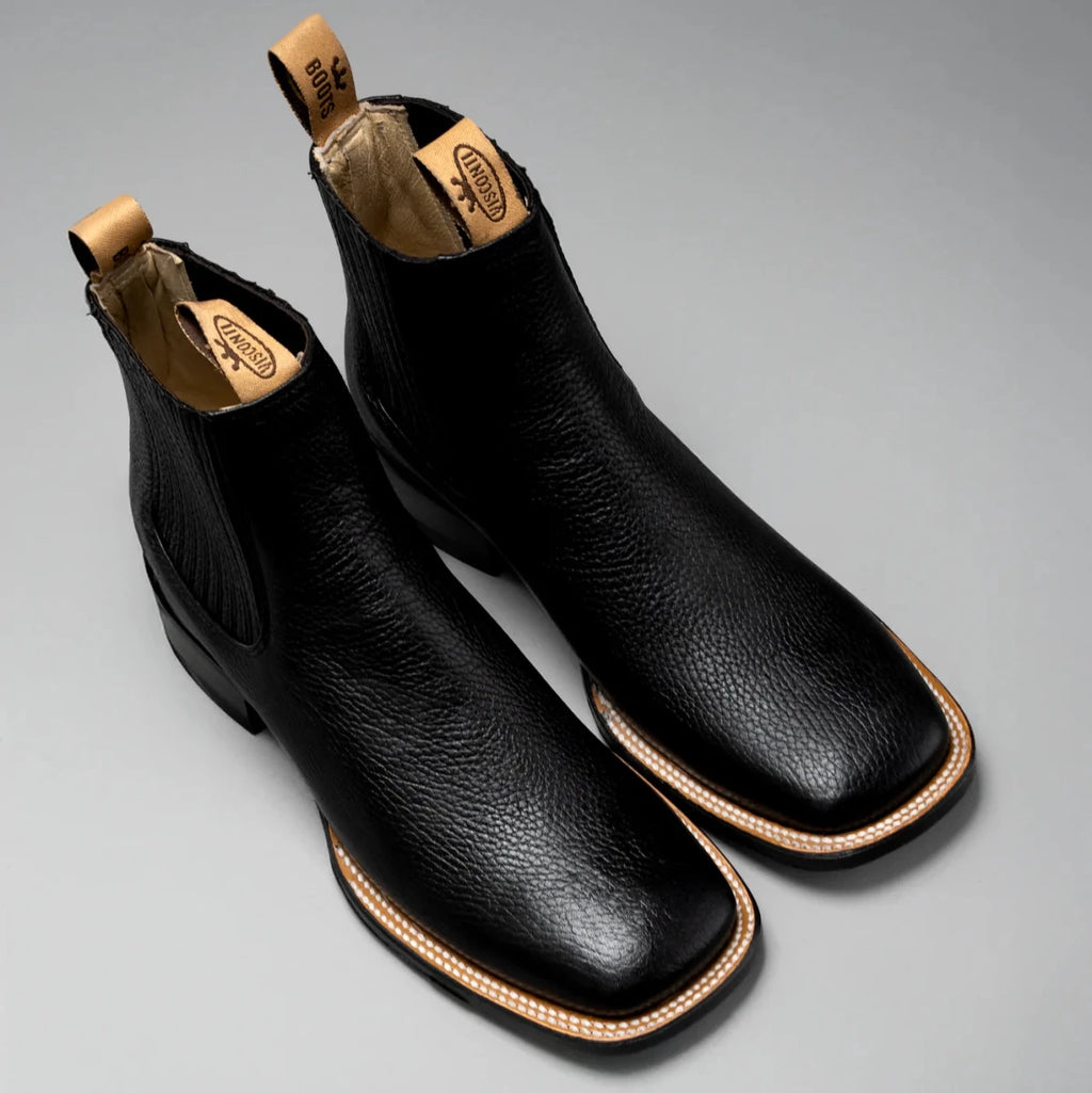 Joe Boots Men”s VS370 Classic Leather Square Toe Ankle Boot–Black - OriginalWestern.com