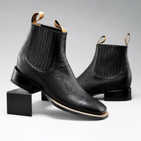 Joe Boots Men”s VS370 Classic Leather Square Toe Ankle Boot–Black - OriginalWestern.com