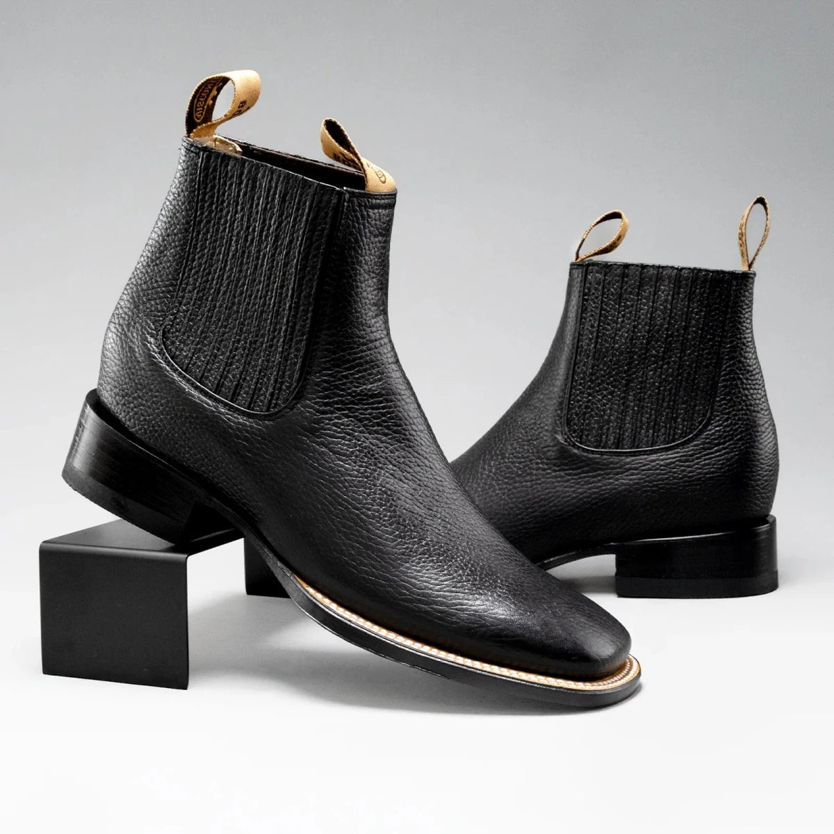 Joe Boots Men”s VS370 Classic Leather Square Toe Ankle Boot–Black - OriginalWestern.com